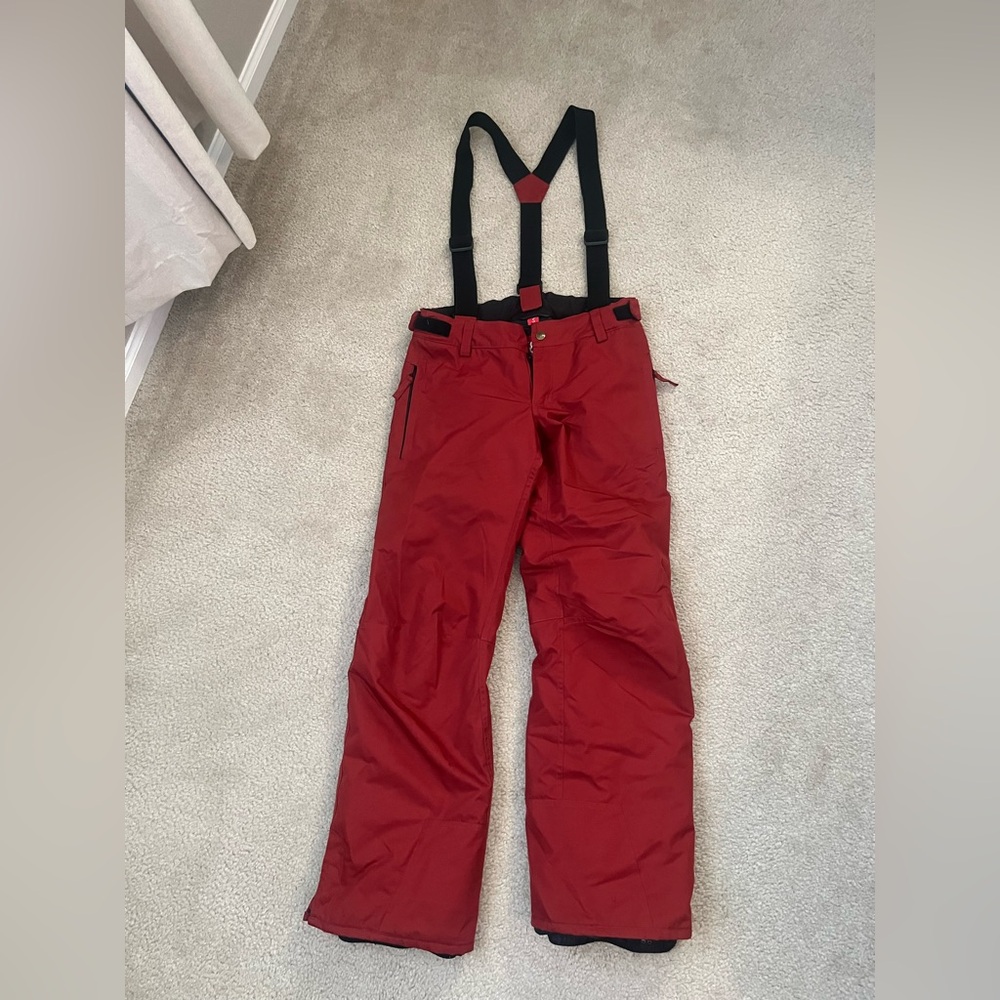 686 Women's Red Snow Pants with Suspenders